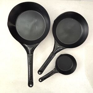 Vintage National Cold Handle Steel Cowboy Skillets Camping Frying Pans